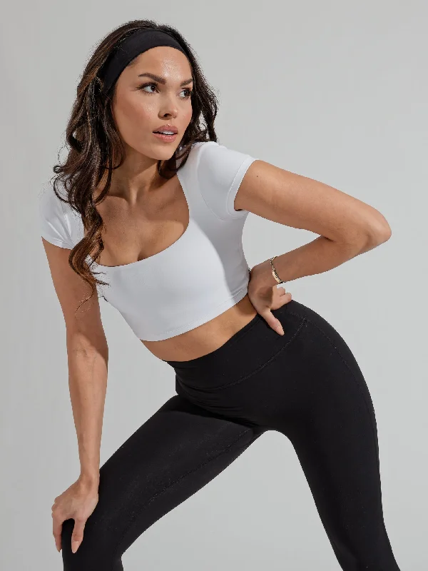 Look And Feel Your Best With Discounted Yoga Clothing Butter Crop Top - White