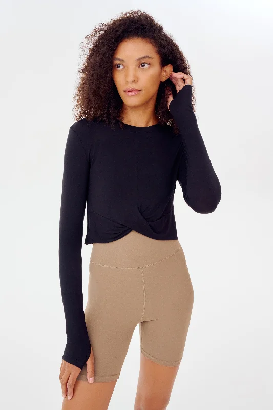 Yoga Wear That Moves With You At Lower Prices Daisy Long Sleeve Jersey Tee - Black