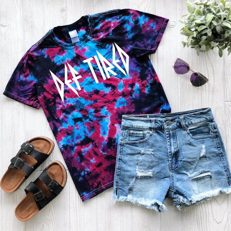 Shop High-Quality Yoga Apparel At Exclusive Discounts DEF TIRED • Tie-Dye Tee