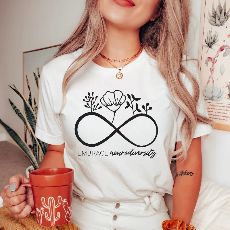 Fashionable Yoga Apparel Now On Sale Embrace Neurodiversity • White Tee