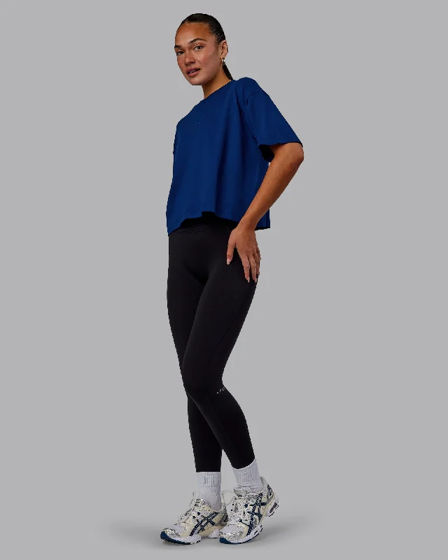 Your Yoga Wardrobe, Upgraded For Less Go-To Modal Oversized Cropped Tee - Midnight Blue Your Yoga Wardrobe, Upgraded For Less Go-To Modal Oversized Cropped Tee - Midnight Blue