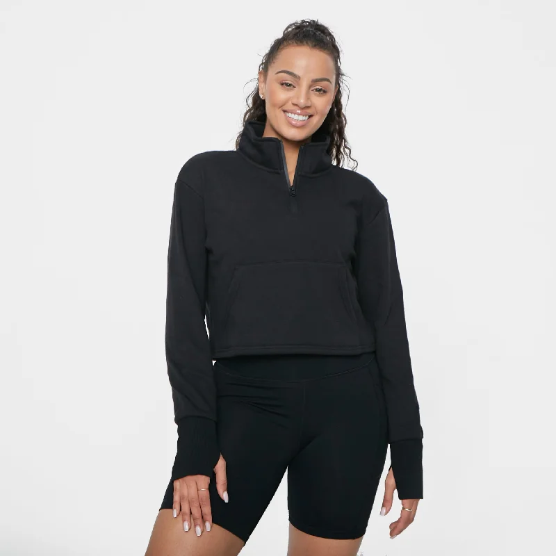 Move Freely With Premium Yoga Clothes At Great Prices Hailey Cropped Half Zip - Black Move Freely With Premium Yoga Clothes At Great Prices Hailey Cropped Half Zip - Black