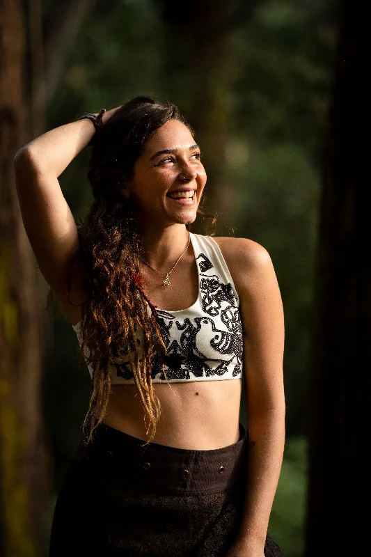 Move With Confidence In Discounted Yoga Outfits Hand Woven Patchwork Art Yoga Bra - Cream Move With Confidence In Discounted Yoga Outfits Hand Woven Patchwork Art Yoga Bra - Cream