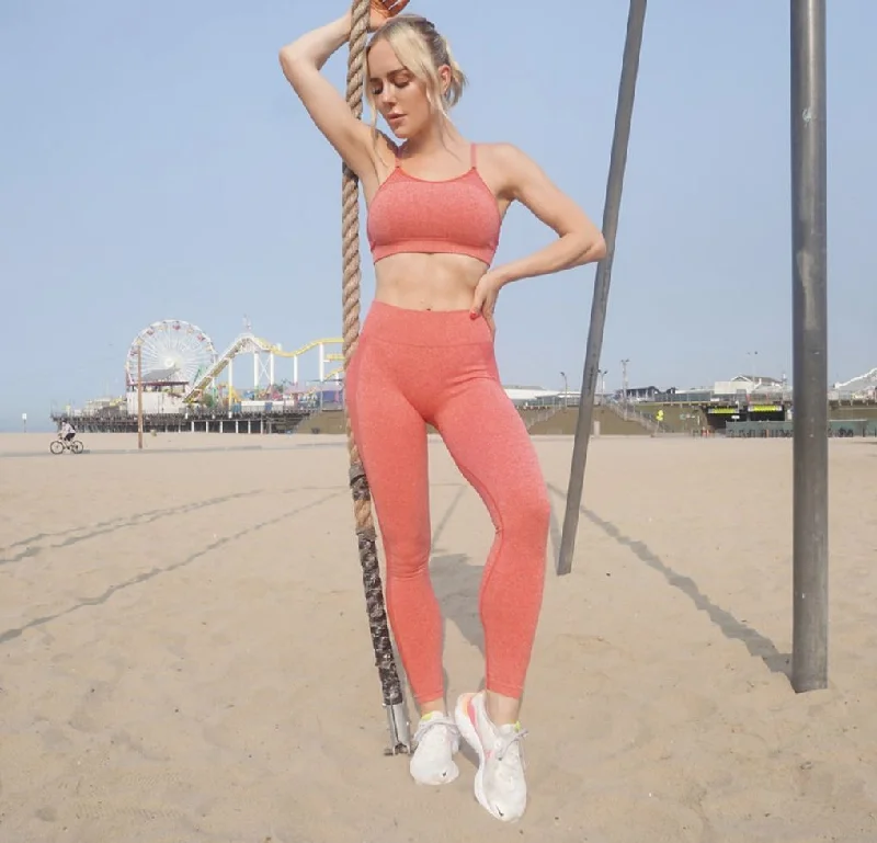 The Best Yoga Clothing At The Best Prices Heathered Set | Matching Sports Bra & Pant Workout Set