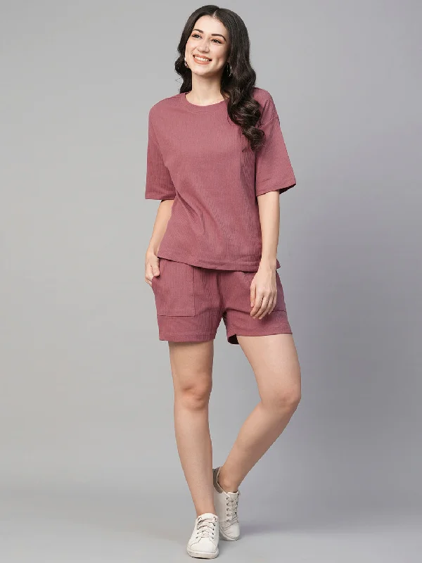 Embrace Comfort With Yoga Wear On Sale Women's Wine Cotton Elastane Regular Fit Knit Shorts Embrace Comfort With Yoga Wear On Sale Women's Wine Cotton Elastane Regular Fit Knit Shorts