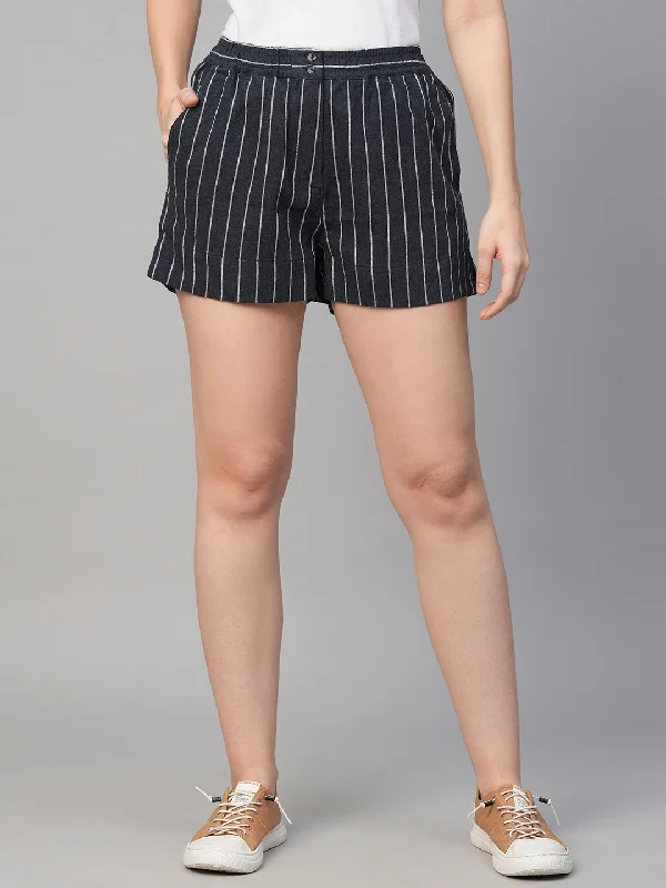 Elevate Your Practice With Affordable Yoga Wear Women's Navy Viscose Linen Regular Fit Shorts Elevate Your Practice With Affordable Yoga Wear Women's Navy Viscose Linen Regular Fit Shorts