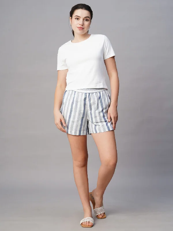 Affordable Yoga Fashion For Every Pose Women's Blue Cotton Linen Regular Fit Shorts Affordable Yoga Fashion For Every Pose Women's Blue Cotton Linen Regular Fit Shorts