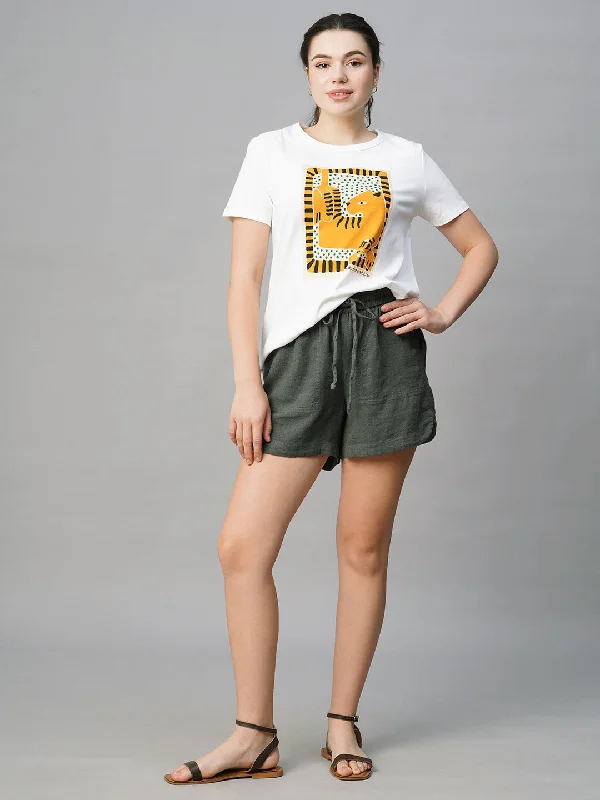 Flex Your Budget With Premium Yoga Clothing Deals Women's Grey Linen Viscose Regular Fit Shorts Flex Your Budget With Premium Yoga Clothing Deals Women's Grey Linen Viscose Regular Fit Shorts