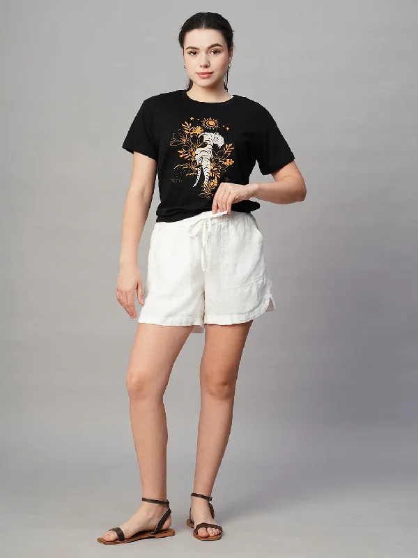 Stretch In Style With Budget-Friendly Yoga Wear Women's White Linen Viscose Regular Fit Shorts Stretch In Style With Budget-Friendly Yoga Wear Women's White Linen Viscose Regular Fit Shorts
