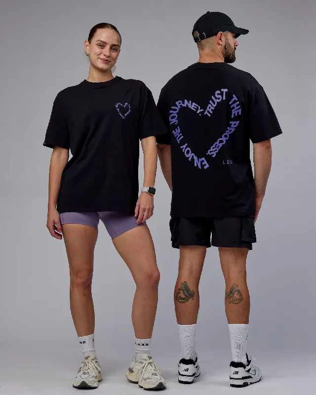 Flexibility Meets Affordability In Our Yoga Wear Sale Unisex Love The Process FLXCotton Tee Oversize - Black-Dahlia Purple