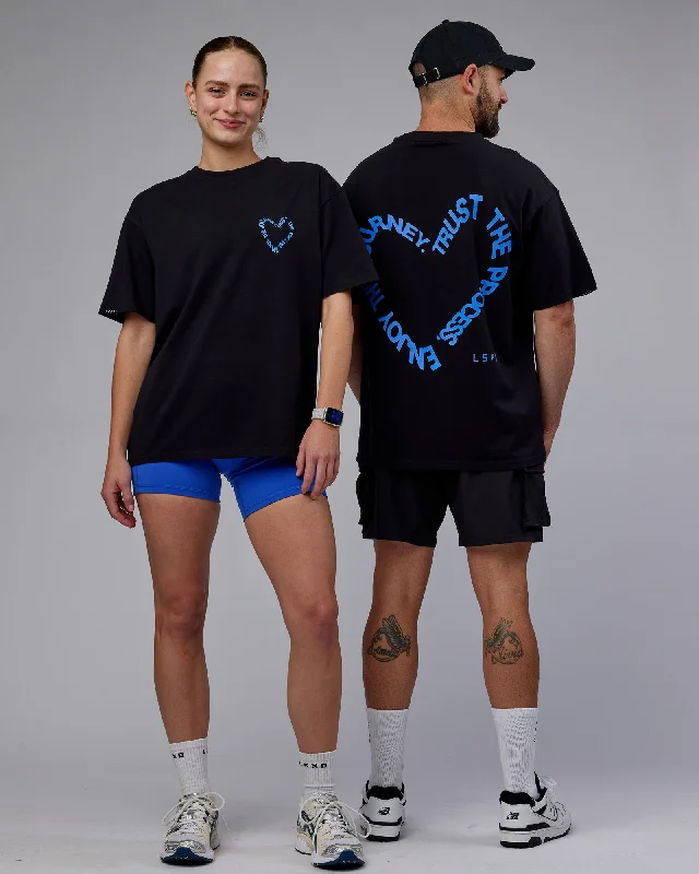 Upgrade Your Yoga Wardrobe For Less Unisex Love The Process FLXCotton Oversize Tee - Black-Power Cobalt Upgrade Your Yoga Wardrobe For Less Unisex Love The Process FLXCotton Oversize Tee - Black-Power Cobalt