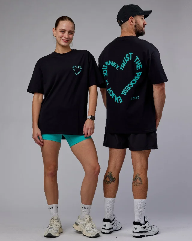 From Warm-Ups To Cooldowns, Shop And Save Unisex Love The Process FLXCotton Tee Oversize - Black-Turquoise Tide From Warm-Ups To Cooldowns, Shop And Save Unisex Love The Process FLXCotton Tee Oversize - Black-Turquoise Tide