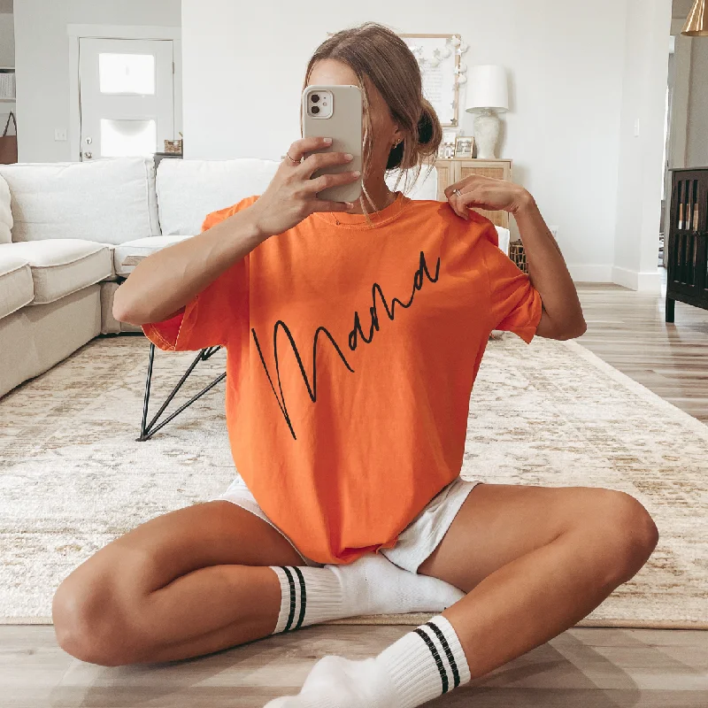 Breathe Easy In Comfortable Yoga Outfits Mama Diagonal • Burnt Orange Dyed Tee