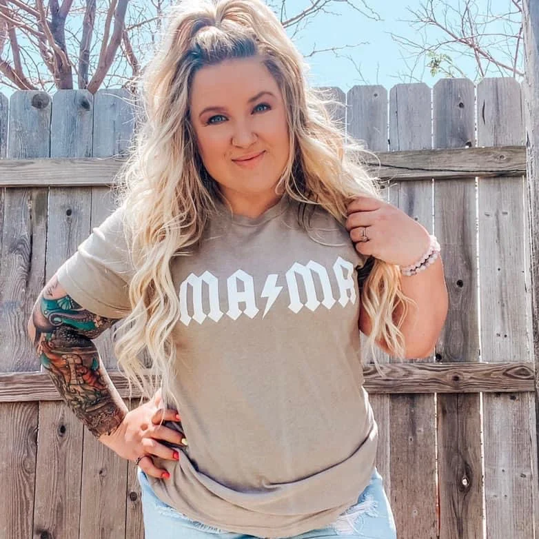 Soft, Stretchy, And Super Affordable Yoga Wear MAMA Rocker • Stone Tee