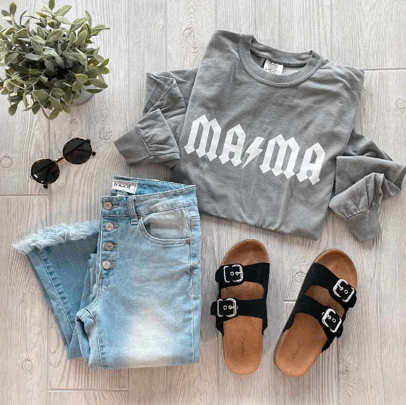 Master Every Pose With Premium Yoga Wear Deals MAMA Rocker • Gray Long Sleeve