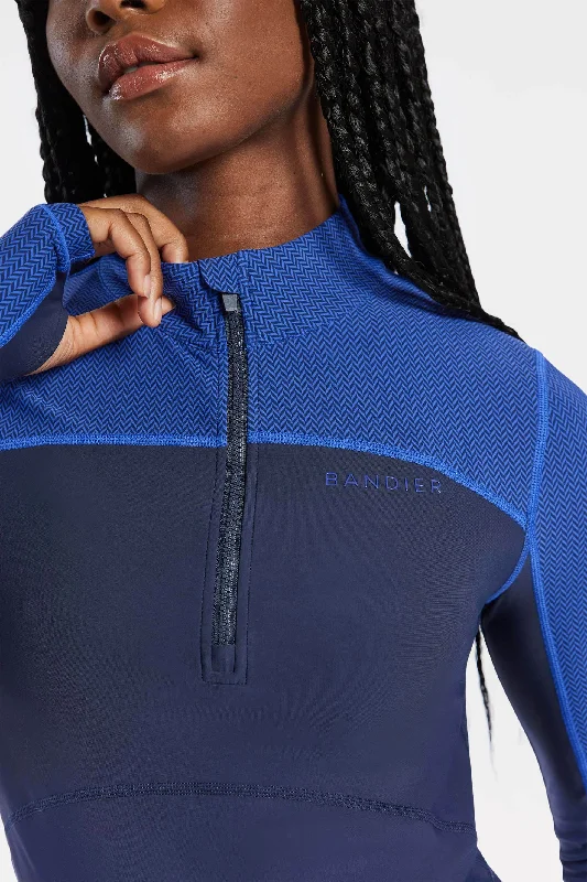 Your Yoga Wardrobe, Upgraded For Less Pro Fleece 1/4 Zip Color Block Long Sleeve Top - Navy Blazer/blue Herringbone Your Yoga Wardrobe, Upgraded For Less Pro Fleece 1/4 Zip Color Block Long Sleeve Top - Navy Blazer/blue Herringbone