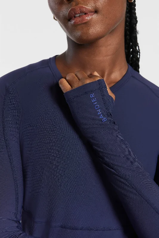 Yoga Apparel Designed For Movement At Lower Prices Pro Fleece Seam Long Sleeve Top - Navy Blazer Yoga Apparel Designed For Movement At Lower Prices Pro Fleece Seam Long Sleeve Top - Navy Blazer