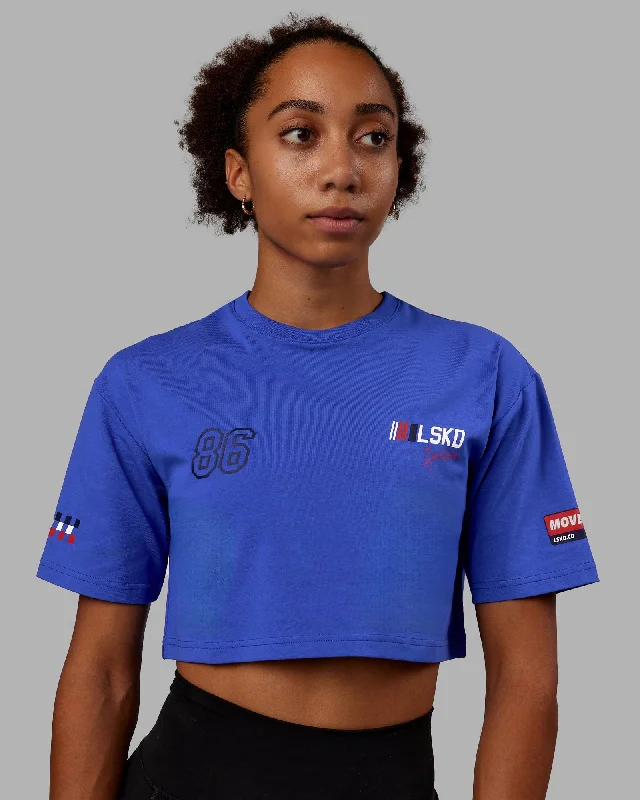 Yoga Wear That Moves With You At Lower Prices Redline FLXCotton Cropped Tee - Power Cobalt-White Yoga Wear That Moves With You At Lower Prices Redline FLXCotton Cropped Tee - Power Cobalt-White