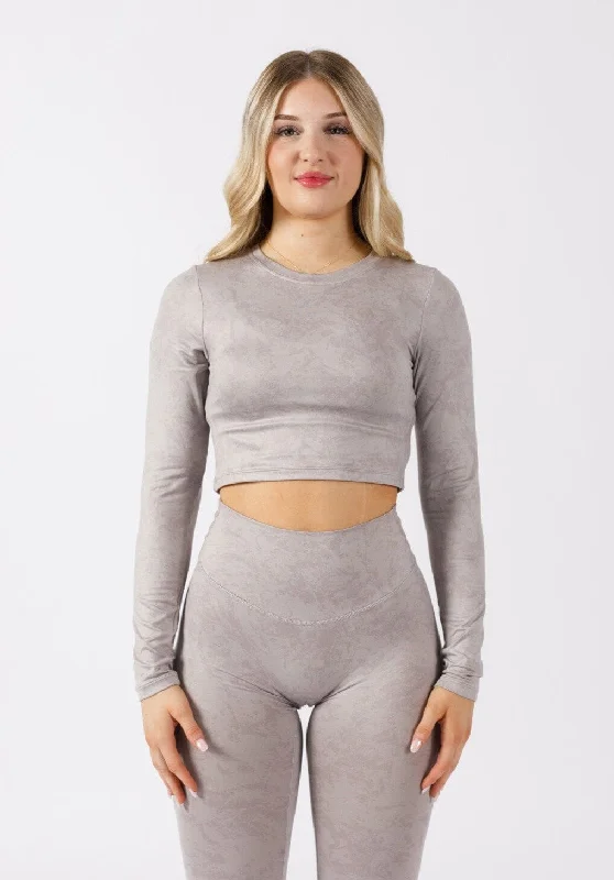 Stretch In Style With Budget-Friendly Yoga Wear Reluna™ Long Sleeve Crop Marble