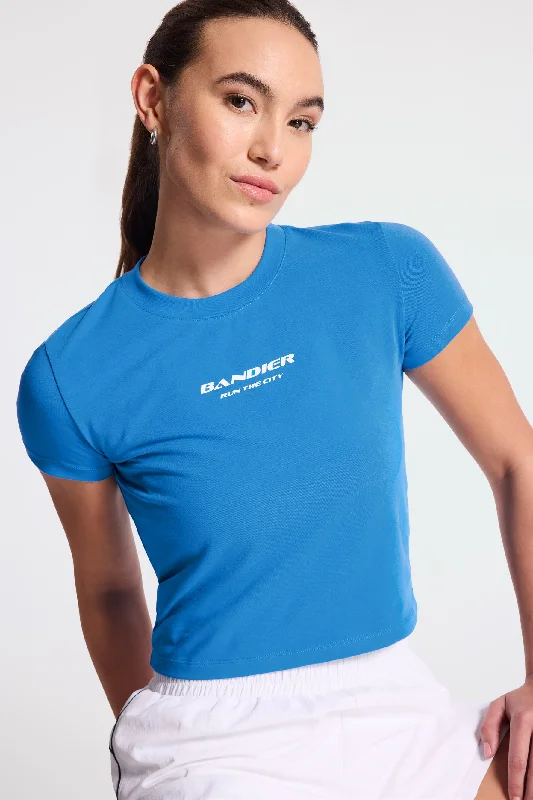 Find Your Perfect Fit With Discounted Yoga Outfits Run the City Baby Tee - French Blue/white Find Your Perfect Fit With Discounted Yoga Outfits Run the City Baby Tee - French Blue/white