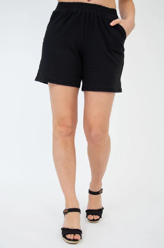 Stretch In Style With Budget-Friendly Yoga Wear Sky Shorts, Black, Cotton