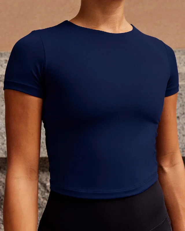 Sweat In Style With Yoga Clothing Discounts Staple Cropped Tee - Midnight Blue