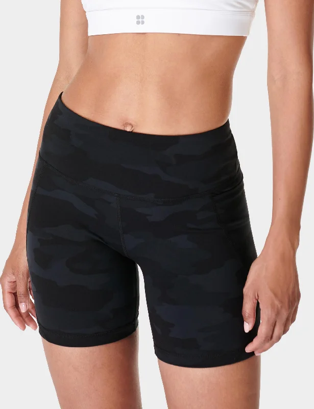 Soft, Stretchy, And Super Affordable Yoga Wear Power 6" Cycling Shorts - Ultra Black Camo Print Soft, Stretchy, And Super Affordable Yoga Wear Power 6" Cycling Shorts - Ultra Black Camo Print