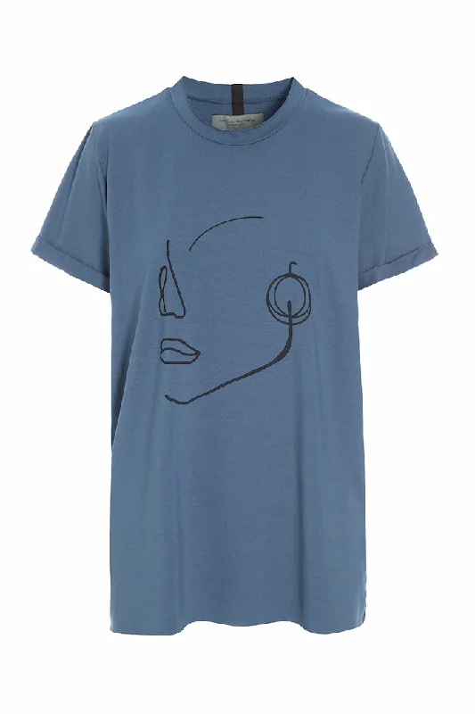 Limited-Time Sale On Stylish Yoga Apparel T-SHIRT FACE IT - 96089 - DUSTY BLUE