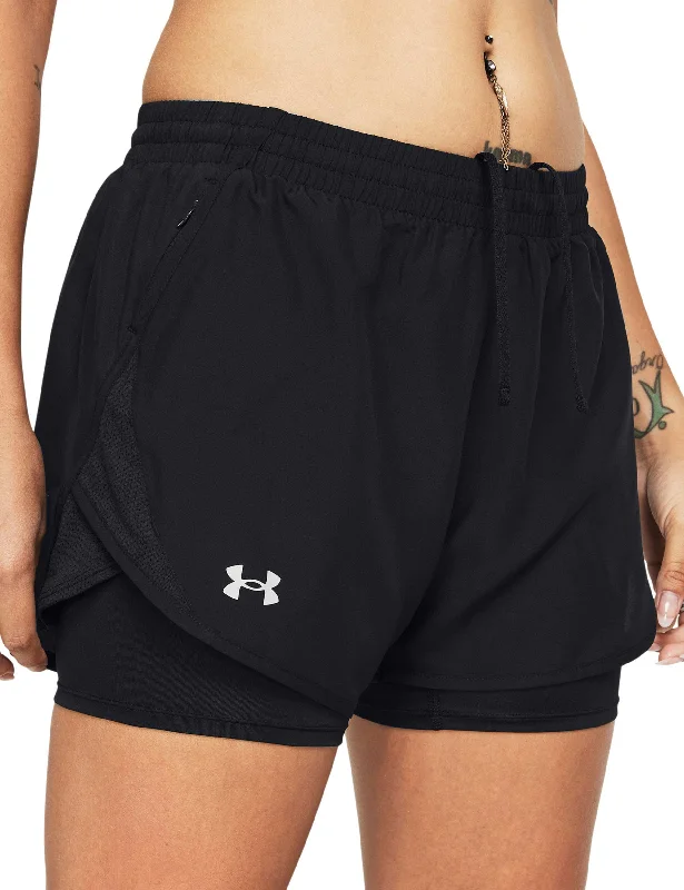 Flexibility Meets Affordability In Our Yoga Wear Sale Fly-By 2-in-1 Shorts - Black/Reflective