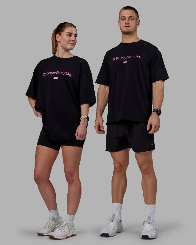 Move Freely With Premium Yoga Clothes At Great Prices Unisex 1% Better FLXCotton Tee Oversize - Black-Fuchsia Pink Move Freely With Premium Yoga Clothes At Great Prices Unisex 1% Better FLXCotton Tee Oversize - Black-Fuchsia Pink