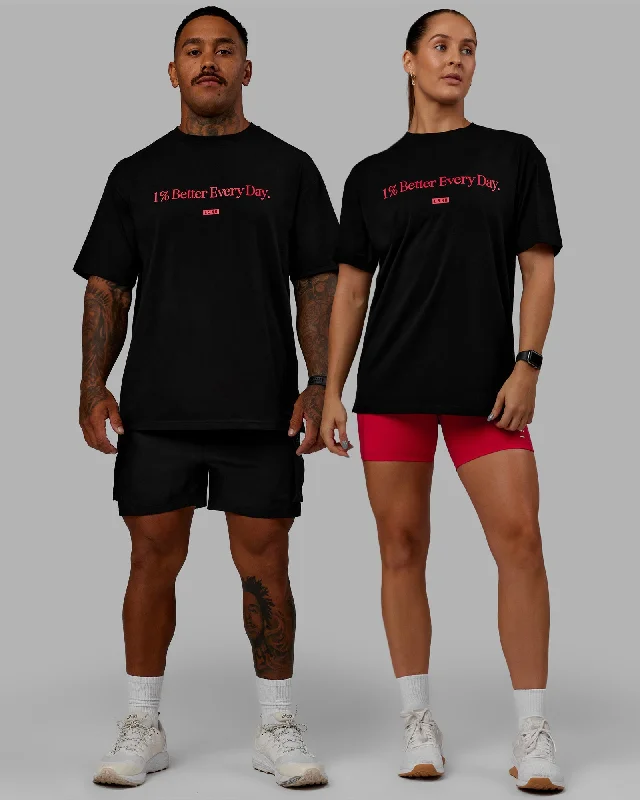 Limited-Time Savings On Yoga Leggings And Tops Unisex 1% Better FLXCotton Tee Oversize - Black-Scarlet Limited-Time Savings On Yoga Leggings And Tops Unisex 1% Better FLXCotton Tee Oversize - Black-Scarlet