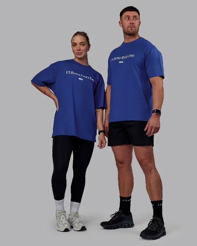 Upgrade Your Yoga Wardrobe For Less Unisex 1% Better FLXCotton Tee Oversize - Power Cobalt-White