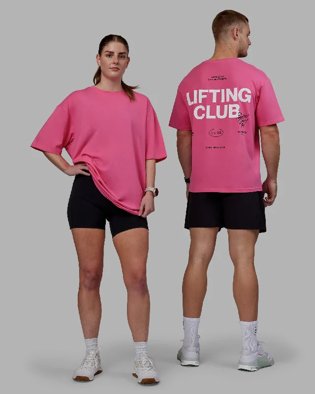 The Perfect Fit At The Perfect Price Unisex Lifting Club FLXCotton Tee Oversize - Carmine Rose-White The Perfect Fit At The Perfect Price Unisex Lifting Club FLXCotton Tee Oversize - Carmine Rose-White