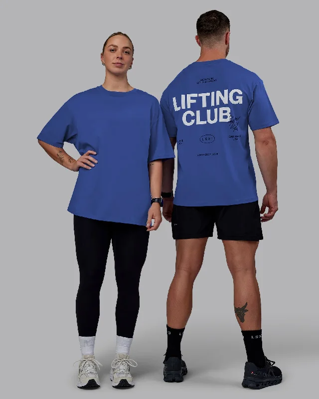 Don't Miss Out On Premium Yoga Wear Deals Unisex Lifting Club FLXCotton Tee Oversize - Power Cobalt-White Don't Miss Out On Premium Yoga Wear Deals Unisex Lifting Club FLXCotton Tee Oversize - Power Cobalt-White