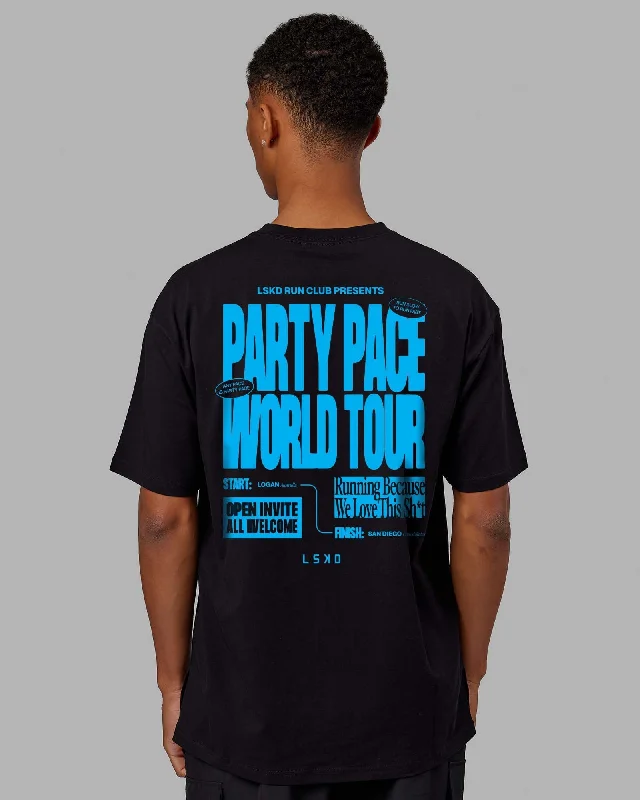 Limited-Time Sale On Stylish Yoga Apparel Unisex Party Pace FLXCotton Oversize Tee - Black-Blue Limited-Time Sale On Stylish Yoga Apparel Unisex Party Pace FLXCotton Oversize Tee - Black-Blue