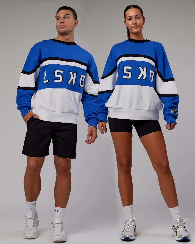 The Perfect Blend Of Comfort And Savings Unisex PrimeTime Sweater Oversize - Power Cobalt-White The Perfect Blend Of Comfort And Savings Unisex PrimeTime Sweater Oversize - Power Cobalt-White