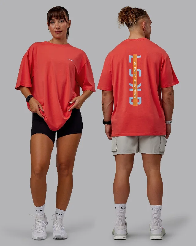 Enhance Your Flow With Stylish Yoga Wear At Great Prices Unisex Strike Through FLXCotton Tee Oversize - Cayenne-Glacial Blue