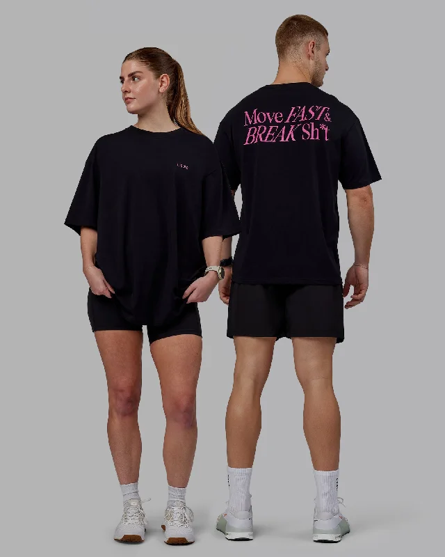 Find Balance In Stylish And Affordable Yoga Wear Unisex VS5 FLXCotton Tee Oversize - Black-Fuchsia Pink Find Balance In Stylish And Affordable Yoga Wear Unisex VS5 FLXCotton Tee Oversize - Black-Fuchsia Pink