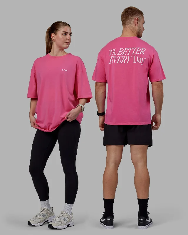 From Warm-Ups To Cooldowns, Shop And Save Unisex VS6 FLXCotton Tee Oversize - Carmine Rose-White From Warm-Ups To Cooldowns, Shop And Save Unisex VS6 FLXCotton Tee Oversize - Carmine Rose-White