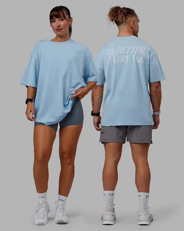Lightweight, Breathable Yoga Wear At Special Prices Unisex VS6 FLXCotton Tee Oversize - Glacial Blue-White Lightweight, Breathable Yoga Wear At Special Prices Unisex VS6 FLXCotton Tee Oversize - Glacial Blue-White