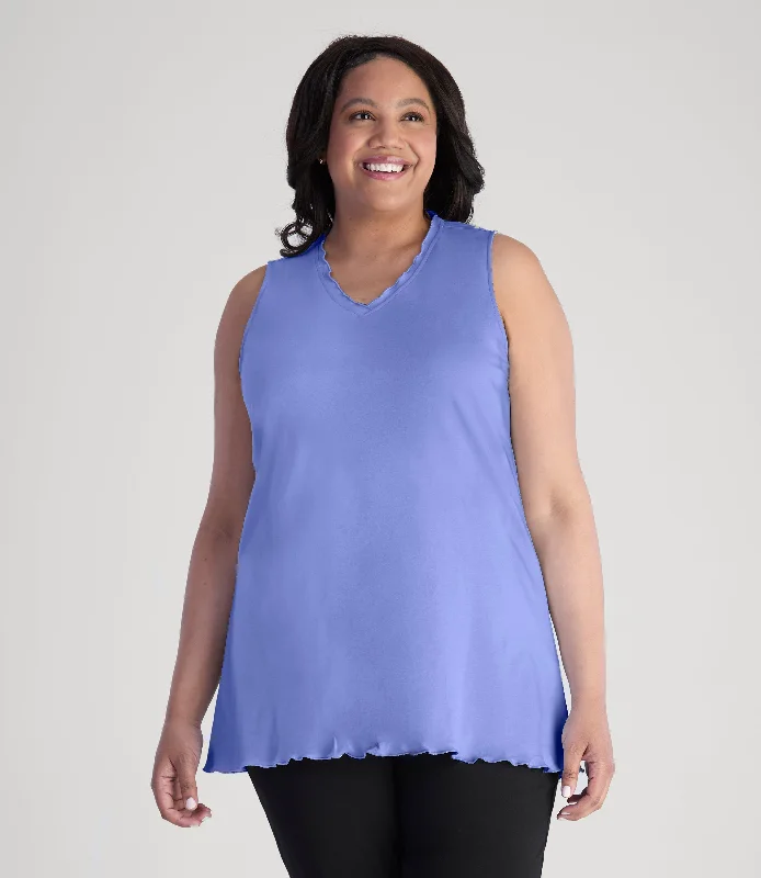Look And Feel Your Best With Discounted Yoga Clothing Cotton Chic Lettuce Trim Sleeveless Top