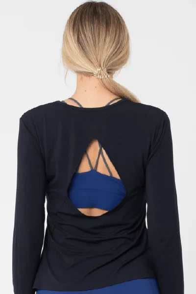 Flex Your Budget With Premium Yoga Clothing Deals Delilah L/S Top, 2 Black (Vie Active)