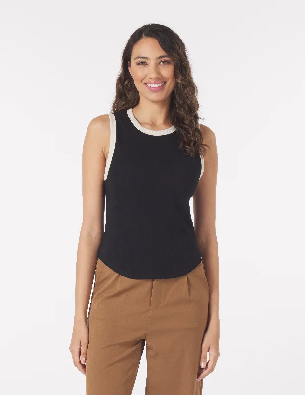 Don't Miss Out On Premium Yoga Wear Deals Go To Tank: Black/Oatmilk Trim