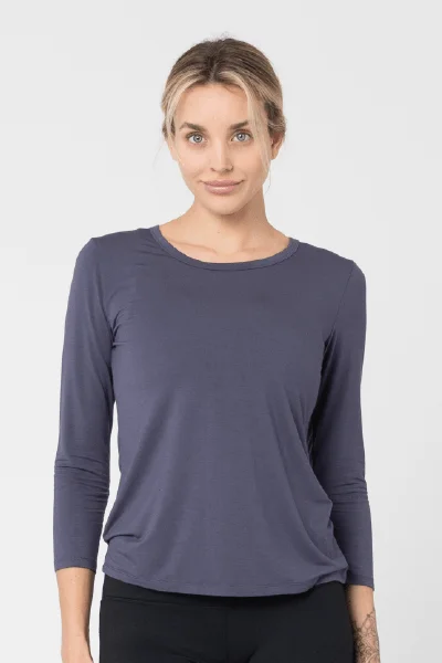 Stretch, Move, And Save On Yoga Clothing Jesylyn L/S Top, Charcoal (Vie Active)