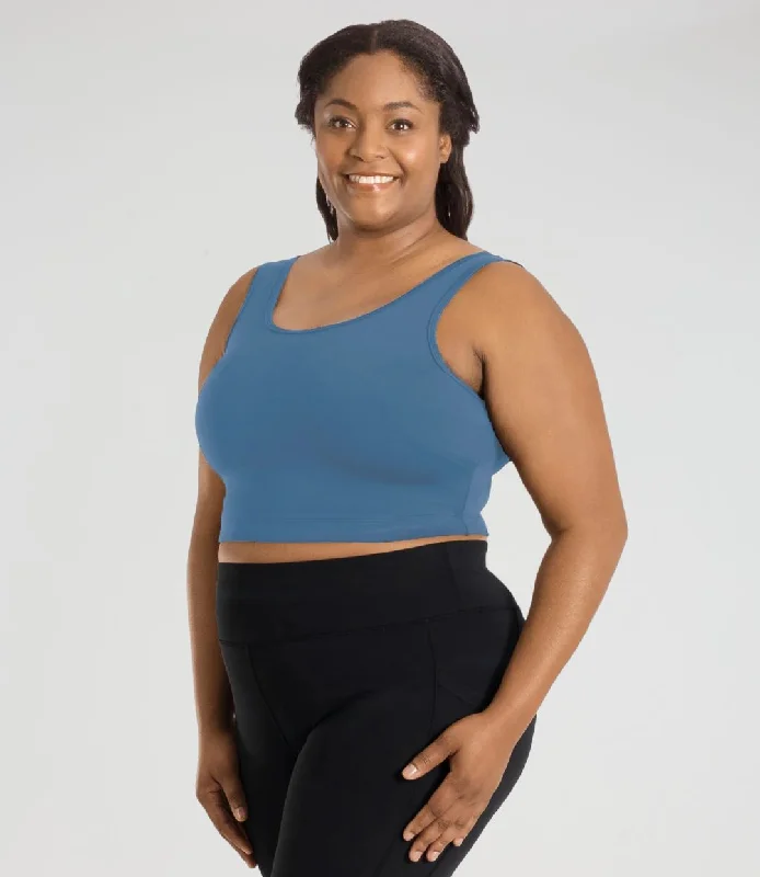 From Warm-Ups To Cooldowns, Shop And Save JunoStretch Full Fit Scoop Neck Bra Top Serenity Blue From Warm-Ups To Cooldowns, Shop And Save JunoStretch Full Fit Scoop Neck Bra Top Serenity Blue