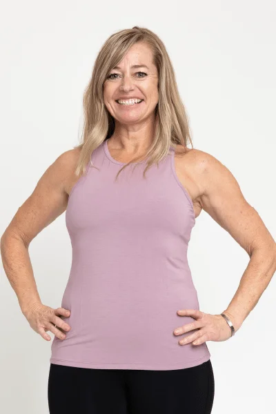 Your Yoga Wardrobe, Upgraded For Less Katie Muscle Tank, Elderberry (Vie Active)