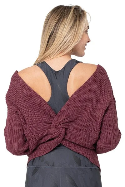 The Yoga Wear Sale You’Ve Been Waiting For Knot Back Chunky Sweater, Cherry Stone (Whisper)