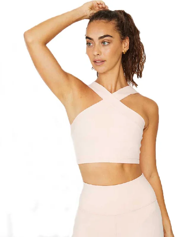 Stretch In Style With Budget-Friendly Yoga Wear Leah Cross Neck Bra Top