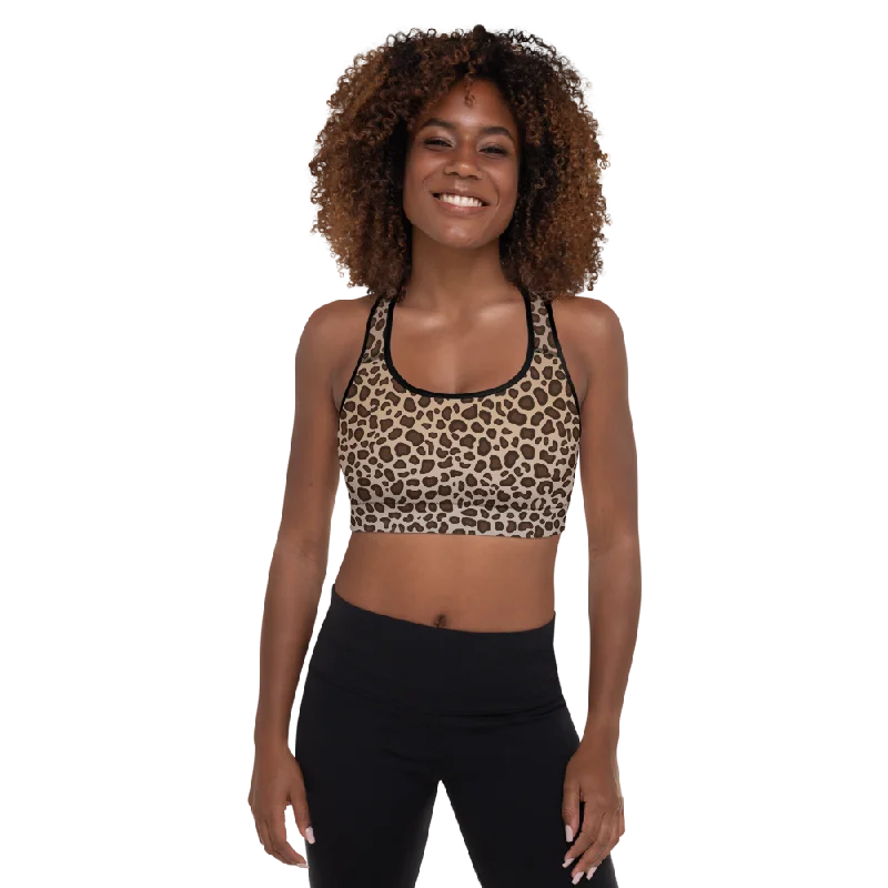 Sweat In Style With Yoga Clothing Discounts Leopard Print Padded Sports Bra