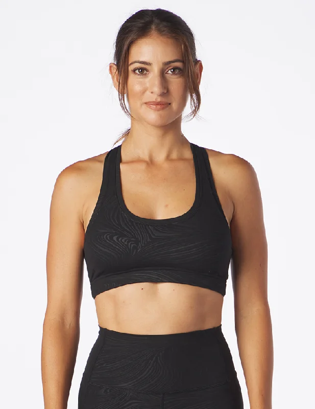 Sweat In Style With Yoga Clothing Discounts Notch Bra: Black Swirl Gloss